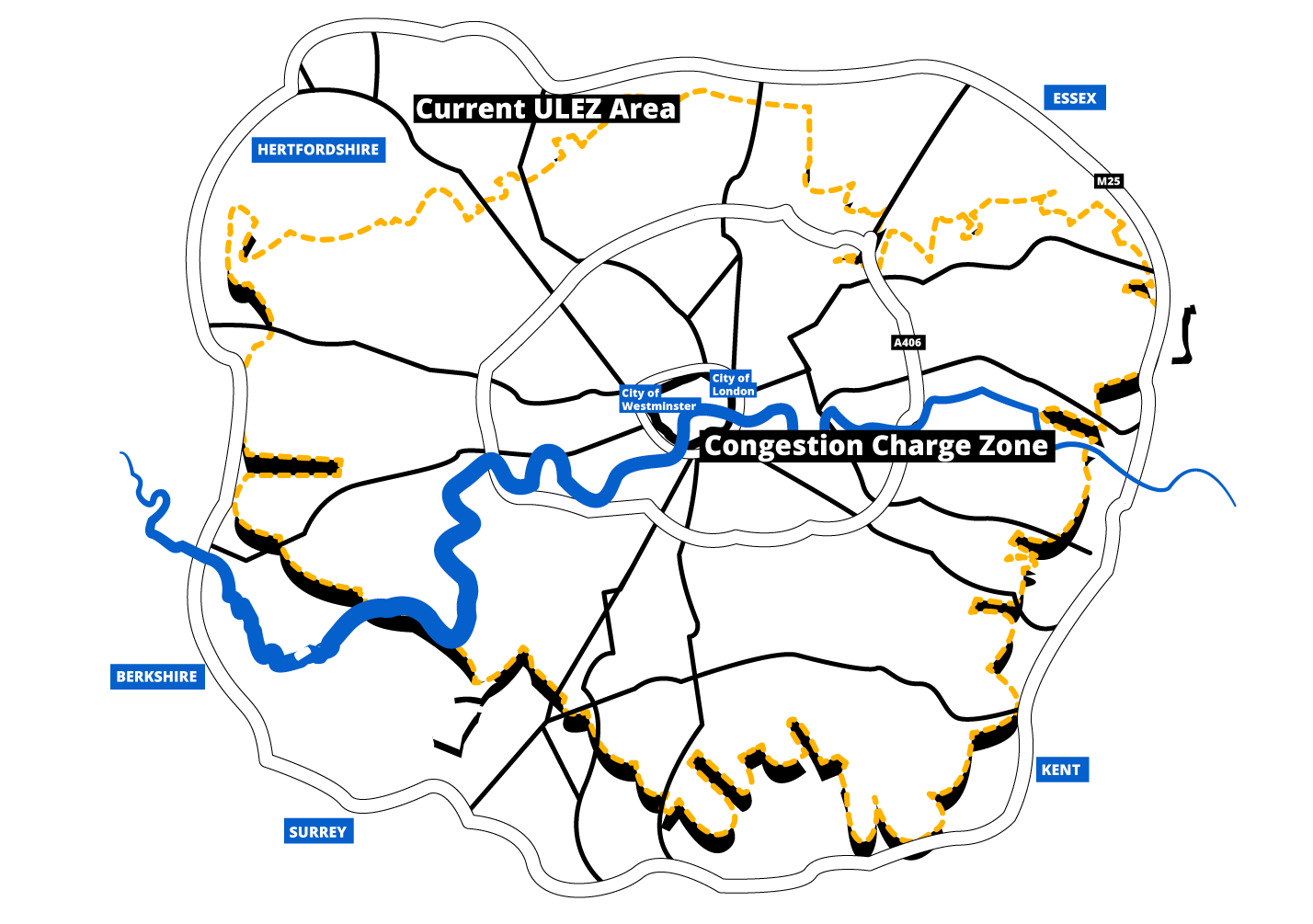 Map showing ULEZ zone in London